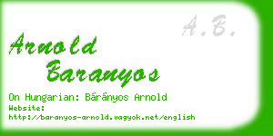 arnold baranyos business card