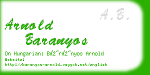 arnold baranyos business card